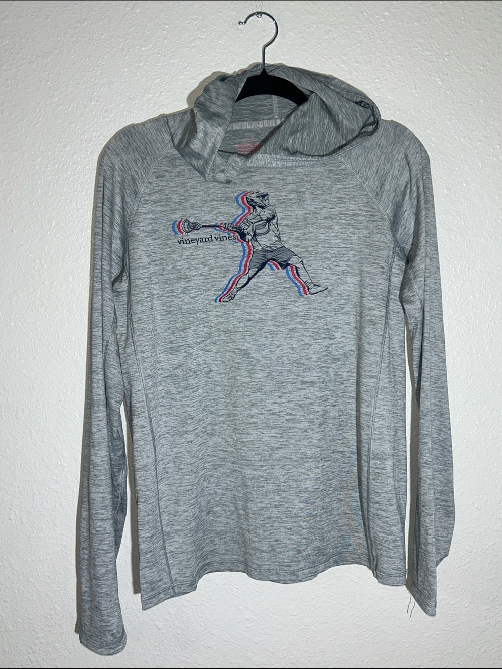 Vineyard Vines Boy’s Performance Crewneck Hoodie with Lacrosse  Graphic Sz XL